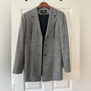 Black & White Tweed Textured Long Blazer